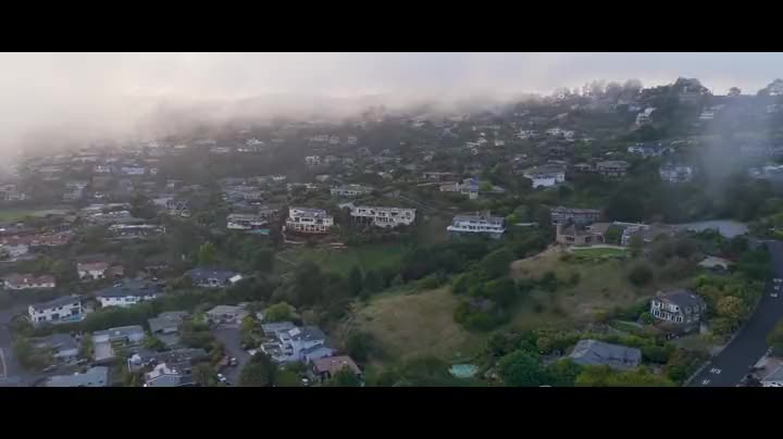 Aerial view of a Marin County hillside neighborhood